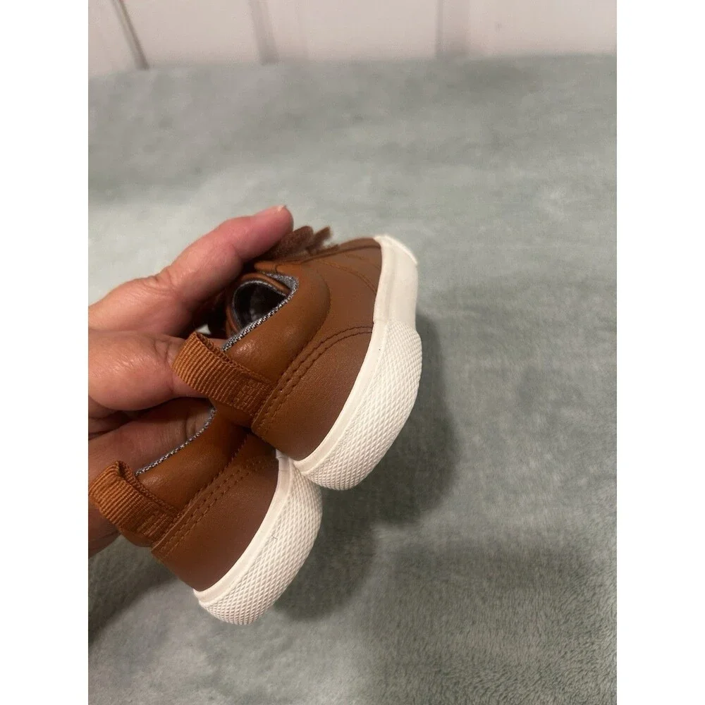 Cat & Jack Toddler Boys Brown Hook & Loop Sneakers Size 5